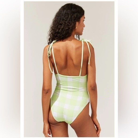 Solid and Striped Women's Size XL Olympia One Piece Reversible Swimsuit Green - Picture 2 of 11